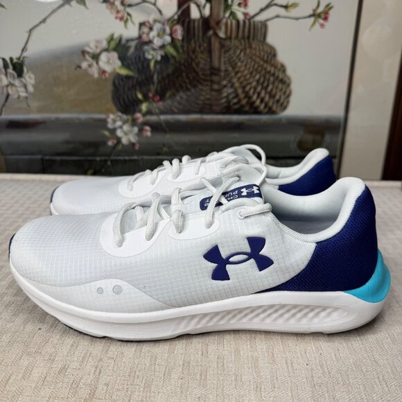 Under Armour Other - Mens Size 11 Under Armour Charged Pursuit 3 White & Blue Running Shoes